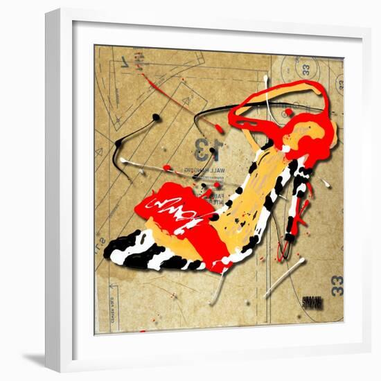 Zebra Heel Red-Roderick E. Stevens-Framed Giclee Print