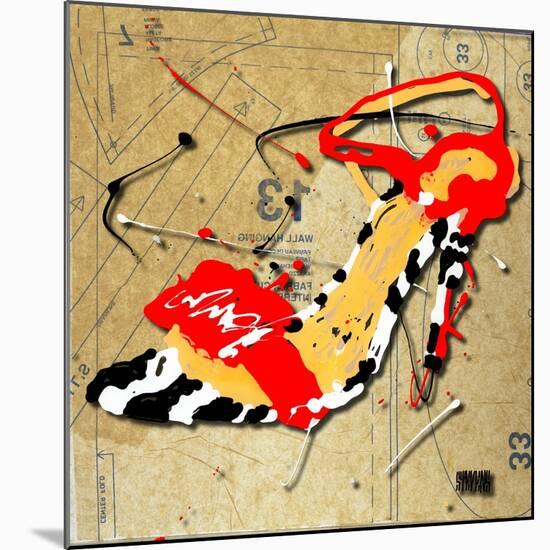 Zebra Heel Red-Roderick E. Stevens-Mounted Giclee Print