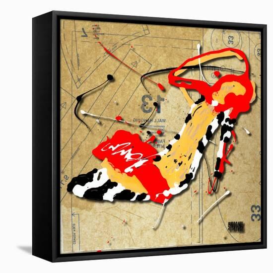 Zebra Heel Red-Roderick E. Stevens-Framed Stretched Canvas