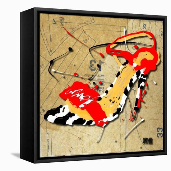 Zebra Heel Red-Roderick E. Stevens-Framed Stretched Canvas
