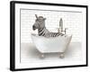 Zebra In Bathtub-Matthew Piotrowicz-Framed Art Print