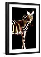 Zebra in Black Vertical-Ikuko Kowada-Framed Giclee Print