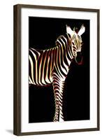 Zebra in Black Vertical-Ikuko Kowada-Framed Giclee Print