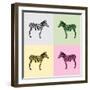 Zebra in Black, White, Green, Yellow and Pink Color - Vector-Elizabeta Lexa-Framed Art Print