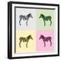 Zebra in Black, White, Green, Yellow and Pink Color - Vector-Elizabeta Lexa-Framed Art Print