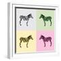 Zebra in Black, White, Green, Yellow and Pink Color - Vector-Elizabeta Lexa-Framed Art Print