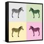 Zebra in Black, White, Green, Yellow and Pink Color - Vector-Elizabeta Lexa-Framed Stretched Canvas