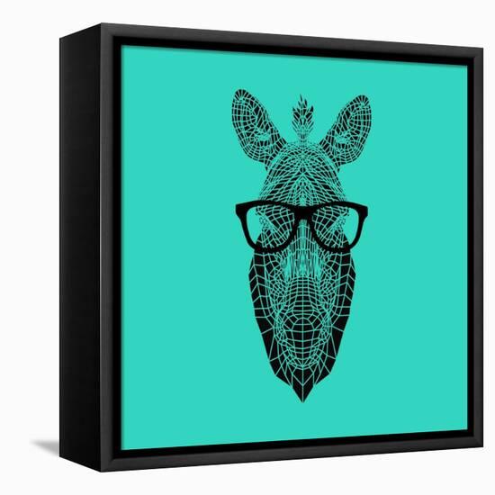 Zebra in Glasses-Lisa Kroll-Framed Stretched Canvas