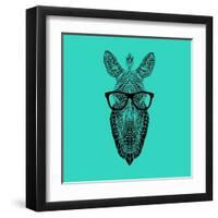 Zebra in Glasses-Lisa Kroll-Framed Art Print