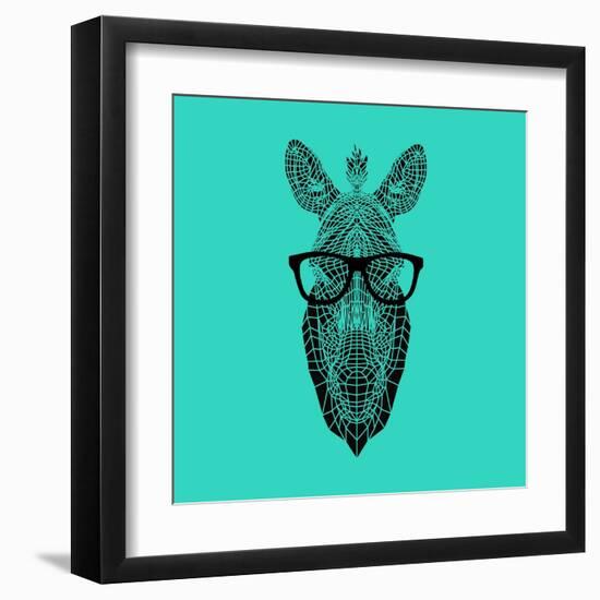 Zebra in Glasses-Lisa Kroll-Framed Art Print