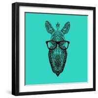 Zebra in Glasses-Lisa Kroll-Framed Art Print