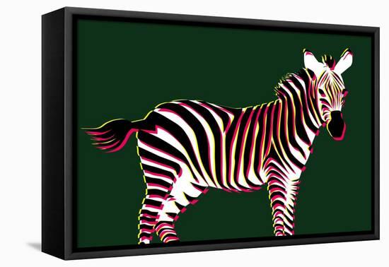 Zebra in Green Horizontal-Ikuko Kowada-Framed Stretched Canvas