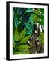 Zebra in Green Leaves-Fab Funky-Framed Art Print