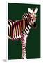 Zebra in Green Vertical-Ikuko Kowada-Framed Giclee Print