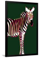 Zebra in Green Vertical-Ikuko Kowada-Framed Giclee Print