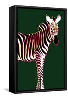 Zebra in Green Vertical-Ikuko Kowada-Framed Stretched Canvas