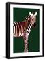 Zebra in Green Vertical-Ikuko Kowada-Framed Giclee Print