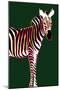 Zebra in Green Vertical-Ikuko Kowada-Mounted Giclee Print