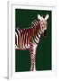 Zebra in Green Vertical-Ikuko Kowada-Framed Giclee Print