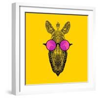 Zebra in Pink Glasses-Lisa Kroll-Framed Art Print