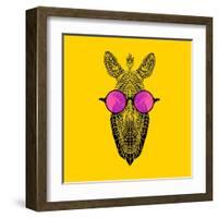 Zebra in Pink Glasses-Lisa Kroll-Framed Art Print