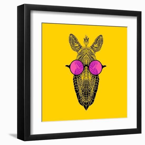 Zebra in Pink Glasses-Lisa Kroll-Framed Art Print