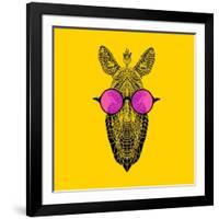 Zebra in Pink Glasses-Lisa Kroll-Framed Art Print