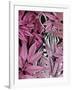 Zebra in Pink Leaves-Fab Funky-Framed Art Print