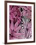 Zebra in Pink Leaves-Fab Funky-Framed Art Print