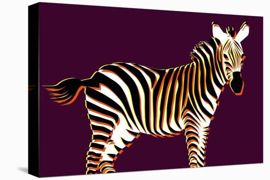 Zebra in Purple Horizontal-Ikuko Kowada-Stretched Canvas