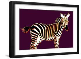 Zebra in Purple Horizontal-Ikuko Kowada-Framed Giclee Print