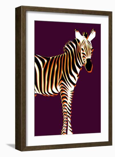 Zebra in Purple Vertical-Ikuko Kowada-Framed Giclee Print