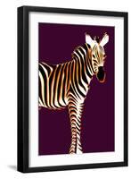 Zebra in Purple Vertical-Ikuko Kowada-Framed Giclee Print