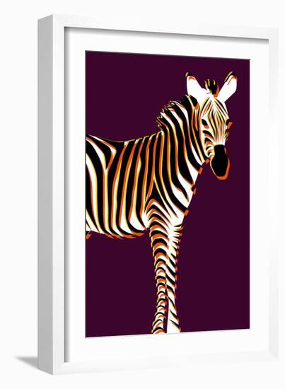 Zebra in Purple Vertical-Ikuko Kowada-Framed Giclee Print