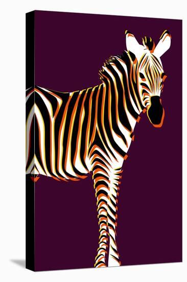 Zebra in Purple Vertical-Ikuko Kowada-Stretched Canvas