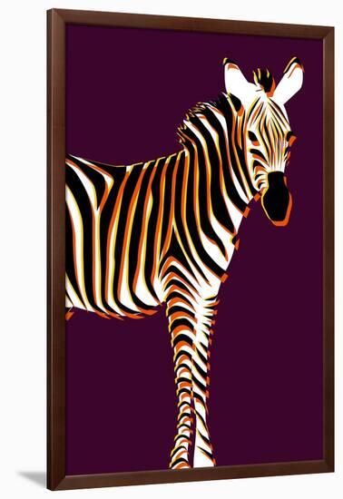 Zebra in Purple Vertical-Ikuko Kowada-Framed Giclee Print