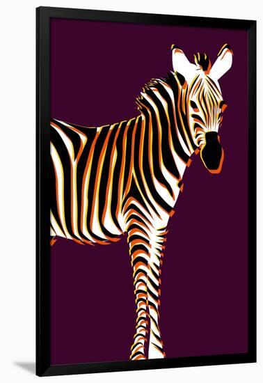 Zebra in Purple Vertical-Ikuko Kowada-Framed Giclee Print