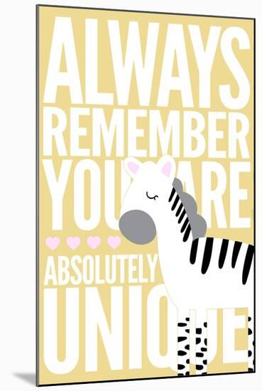 Zebra - Infant Sentiment - Yellow-Lantern Press-Mounted Art Print