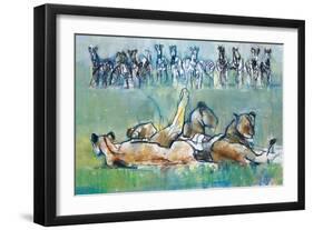 Zebra Line, 2019, (pastel and conté on paper)-Mark Adlington-Framed Giclee Print