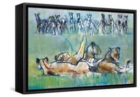 Zebra Line, 2019, (pastel and conté on paper)-Mark Adlington-Framed Stretched Canvas