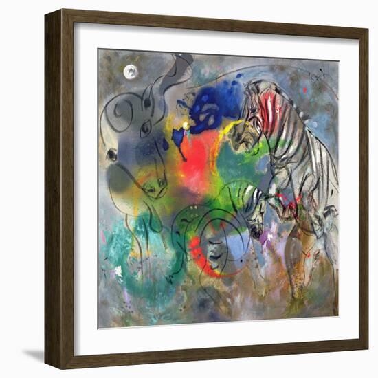 Zebra Mares, 1988-Jane Deakin-Framed Giclee Print