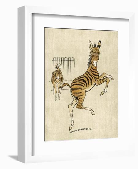 Zebra Mother and Young-null-Framed Art Print