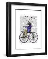 Zebra on Bicycle-Fab Funky-Framed Art Print