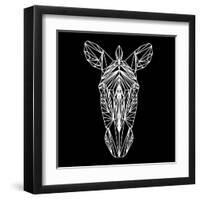 Zebra on Black-Lisa Kroll-Framed Art Print