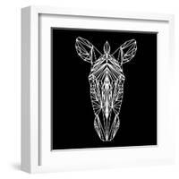 Zebra on Black-Lisa Kroll-Framed Art Print