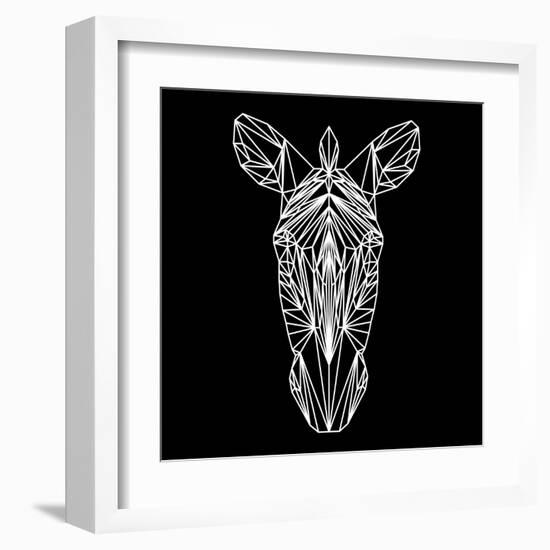 Zebra on Black-Lisa Kroll-Framed Art Print