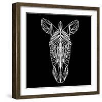 Zebra on Black-Lisa Kroll-Framed Art Print