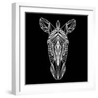Zebra on Black-Lisa Kroll-Framed Art Print
