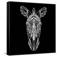 Zebra on Black-Lisa Kroll-Framed Stretched Canvas