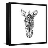Zebra on White-Lisa Kroll-Framed Stretched Canvas